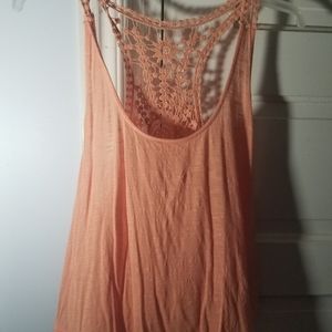 Orange lace back short tank